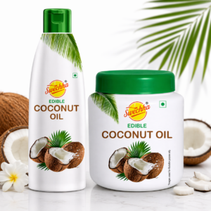 Edible Coconut Oil Jar and Bottle – Pure Natural Coconut Oil Combo Pack