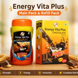 Energy Vita Plus Main Pack and Refill Pack Combo – Chocolate Health Drink Powder