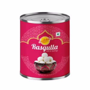 “Canned Rasgulla 1kg – Soft and Spongy Indian Sweet in Sugar Syrup”