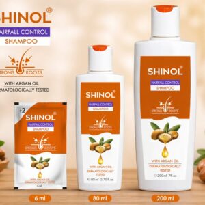 Shinol hairfall control shampoo 6ml 80ml 200ml with argan oil for strong roots and hair fall reduction