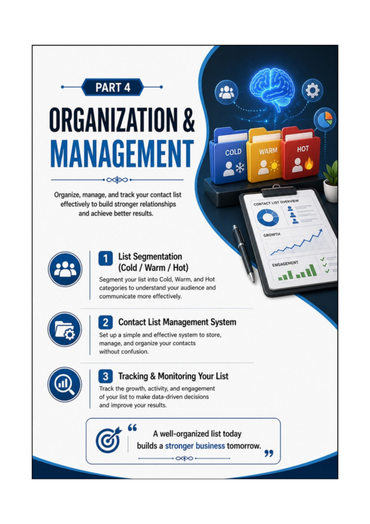 List Building Mastery Part 4 Organization and Management by Uttam Kumar