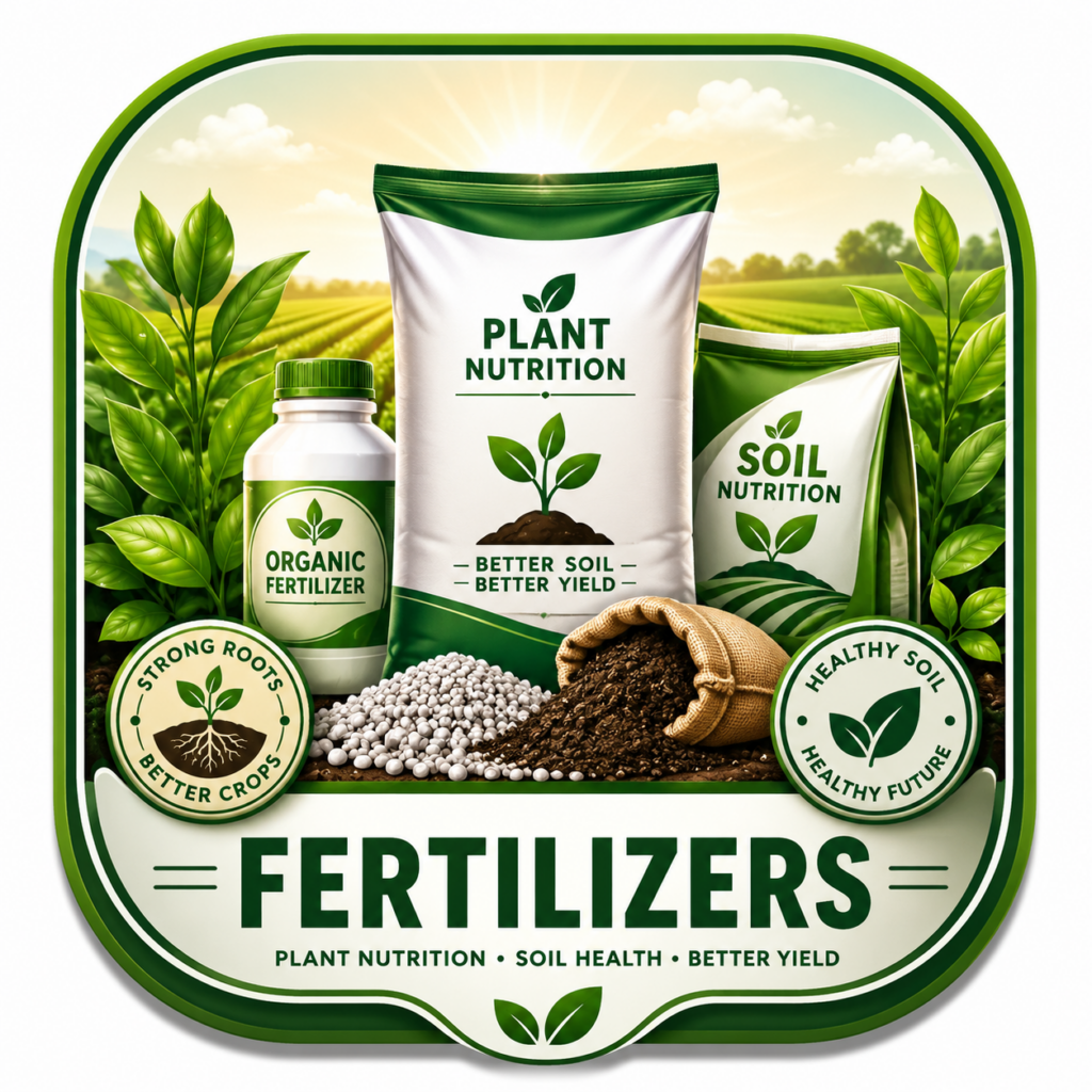 Fertilizers category icon for plant nutrition, soil health and crop growth products
